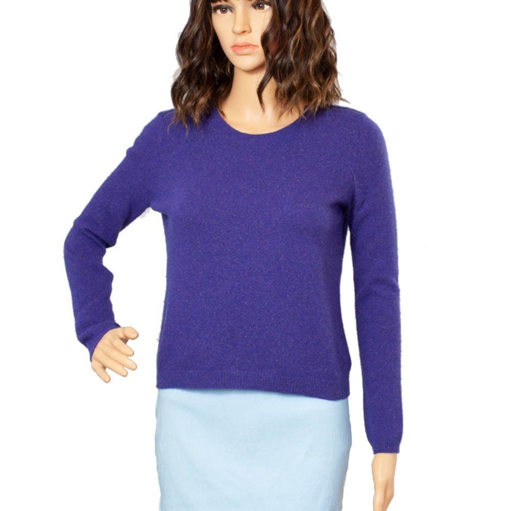 Theory Cashmere Silk Size P Petite Zip Shoulder Sweater Purple Quiet Luxury